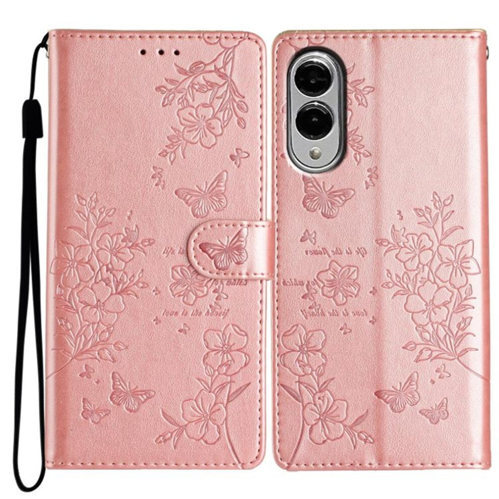 Butterflies & Flowers Pu Leather Flip Wallet Case With Strong Magnetic Closure & Card Slots For Samsung Galaxy S25 Edge 5G 6.7", Pink 9193271071563