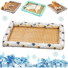 Breathable Rattan Cooling Pet Bed, Natural Rattan Pet Cooling Mat, Ice Rattans Coolings Bed for Cats Dogs