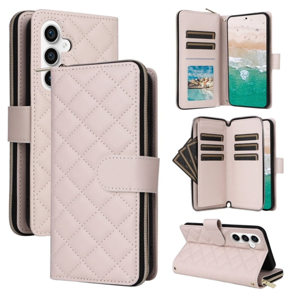Magnetic Flip Wallet Case For Samsung Galaxy S23 Fe 5G Â 9-Card Slots, Zipper Pocket, Detachable Shoulder & Wrist Straps, Beige Cream 9193271073178
