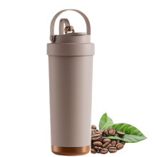 Gobelet isotherme en acier inoxydable avec revêtement céramique, couvercle et paille, 740 ml (25 oz) – Convient pour le café, le thé glacé et
