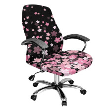 Överdrag till kontorsstol med körsbärsblomsmönster, avtagbart överdrag för hög rygg, töjbart överdrag för spelstol, dekorativt rosa