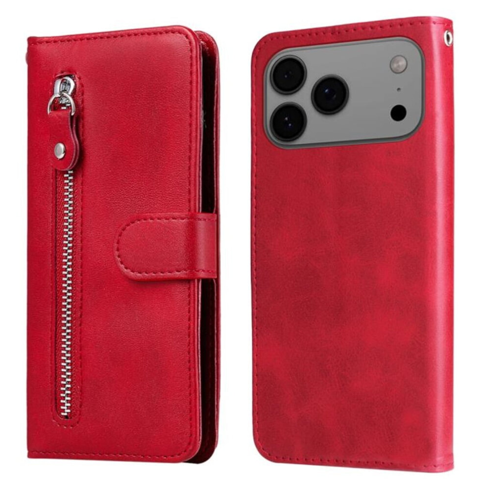 Leather Wallet Case For Iphone 17 Pro 6.3 Inch With Red 9122141631408