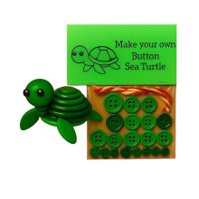 Kit completo de artesanato com botões em formato de animais, ideal para projetos de arte e decoração de casa.