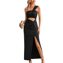 Women's Formal Dress In Stretch Fabric With Sexy One Shoulder And Side Slit For Cocktail Party Evening Out Clubwear
