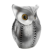Home Decor Accents, Stylish Owl Decor, Polka Dot Owl Statue for Minimalist Owl Decor, Gift for Owl Lovers, Handcrafted Resin Owl Figurine, Blue