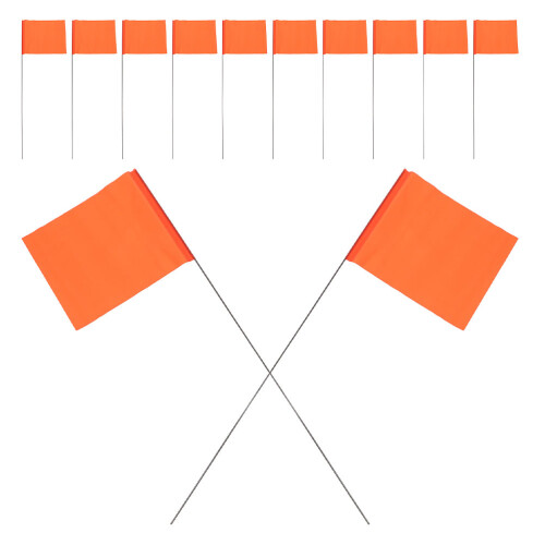 100Pcs Orange Writable Marker Flags Steel Wire Lawn Yard Utility Flags 2