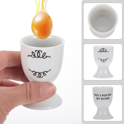 2Pcs Ceramic Egg Holder White Food Container for Restaurant Tableware 2