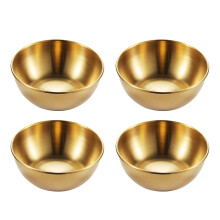 Easy Clean Mini Plates, Gold Finish Seasoning Dishes, Multi-purpose Condiment Bowls For Home Restaurants, Stainless Steel Dipping Bowls Set Of4Pcs