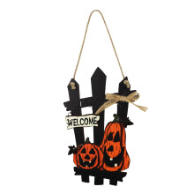 Bájos halloweeni dekorációk, kézműves fa ajtótábla kísértetjárta menedékedre, fekete macska tök pompája, partikellékek, amelyek
