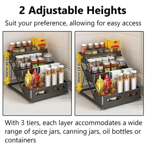 Suitable for Countertop Storage Seasoning Rack Storage Rack Iron Kitchen Spice Storage Rack 3-Layer Foldable Spice Rack 1