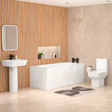 Nes Home White 560mm Square Modern Full Pedestal Basin Toilet & Bath