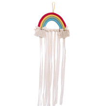 Boho Nursery Decor, Rainbow Macrame Wall Hanging Hair Bow Organizer, Bright Baby Girl Decor, Convenient Bow Storage and Display for All Spaces