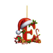 Decorazione natalizia a forma di lettera con cappello di Babbo Natale e regali per le feste, ideale per l'albero di Natale, la casa, l'ufficio o per