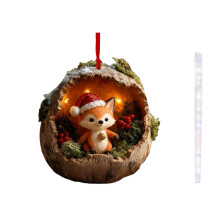 Ornamenti natalizi a forma di ghianda nella foresta – Ciondolo a forma di scoiattolo, decorazione accogliente per l'albero di Natale a tema bosco,