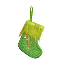 7.9" minineulottu monogrammijoulusukka, personoitu alkusukka vihreällä pehmokalvosimella – joulukoristeita