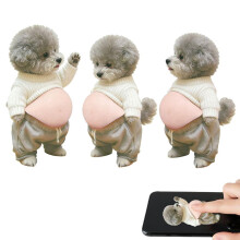 3D-Teddyhund-Aufkleber mit dickem Bauch aus weichem Silikon, niedlicher Welpe im Wollpullover – kompatibel mit Auto, Laptop und Smartphone