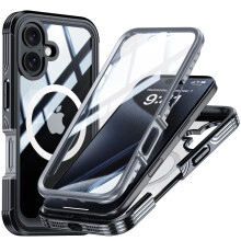 Διαφανής θήκη με σκληρό περίβλημα για iPhone16Plus—Ενσωματωμένο προστατευτικό