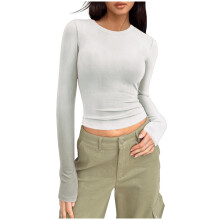 Magliette a maniche lunghe da donna, moda autunno 2025, top corti slim fit basic, outfit per uscire, abbigliamento Y2k