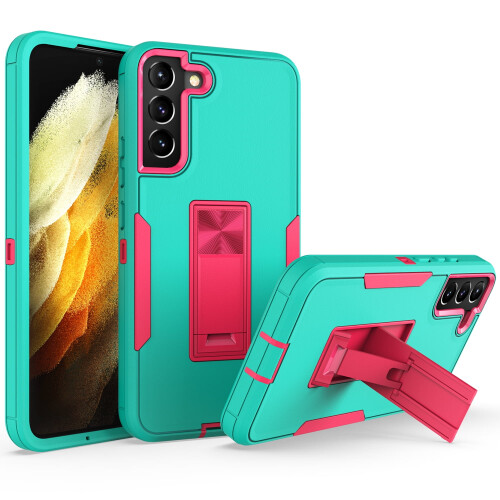 Capa com suporte integrada compatível com Samsung Galaxy S22+/S22Plus – Capa híbrida 2 em 1 resistente a impactos, cor menta.