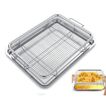 Cestello per friggitrice ad aria per forno, vassoio e teglia da 32,5 x 24,4 cm, cestello e vassoio in acciaio inossidabile per friggitrice ad aria