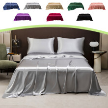 King Size selyem lepedő felnőtteknek, bőrbarát és hűsítő selyem lepedők, mosható és luxus king size ágyneműk 275 cm x 265 cm