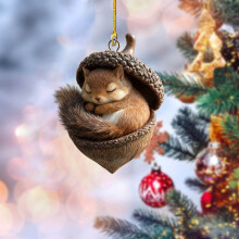 Waldtier-Eichel-Ornamente – Eichhörnchen-Design, gemütliche Wald-Weihnachtsbaumdekoration, personalisierte Tannenzapfen-Tier-Hängegeschenke