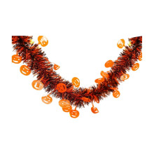 Guirlanda de enfeites brilhantes laranja e preta de 76,8 polegadas com folhas de bordo pretas – Decoração de Halloween para casa, árvore, escada
