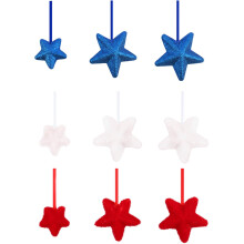 bpíosa Piocóidí Réalta Puffy Glitter 4 Iúil, Slata Srutháin Dearga Báine Gorma Tírghrácha, Maisiúcháin Gais Réalta Cúr Americana do Lá
