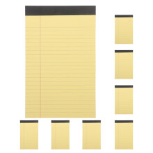 Bloco de notas pautado com 8 folhas destacáveis para planejamento estudantil, amarelo.