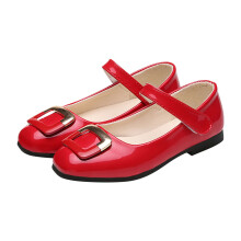 Girls Mary Jane Ballet Flats Red 3-4 Years