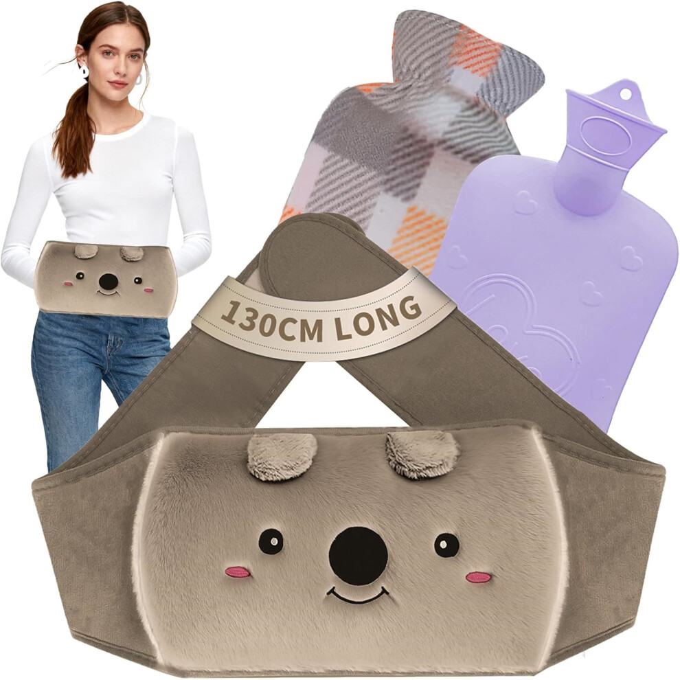 1L Rubber Hot Water Bottle with 130cm Soft Waist Cover for Neck, Shoulder, Back, Hands, Legs & Period Pain Relief â Compatible with Standard Fillers