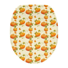 Housse de toilette citrouille de Thanksgiving – Flanelle épaisse et douce, bords extensibles, housse anti-poussière décorative, compatible avec