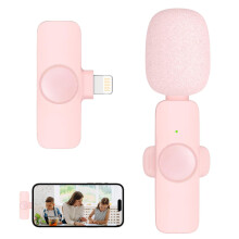 Trådlös lavaliermikrofon kompatibel med iPhone och iPad, sladdlös omnidirektionell klämmikrofon för intervjuer, poddsändningar, vloggar, YouTube