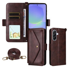 Kožené puzdro s peňaženkou pre Samsung Galaxy A56 5G – nárazuvzdorné, sloty na viacero kariet, skryté vrecko na gombík, odnímateľný