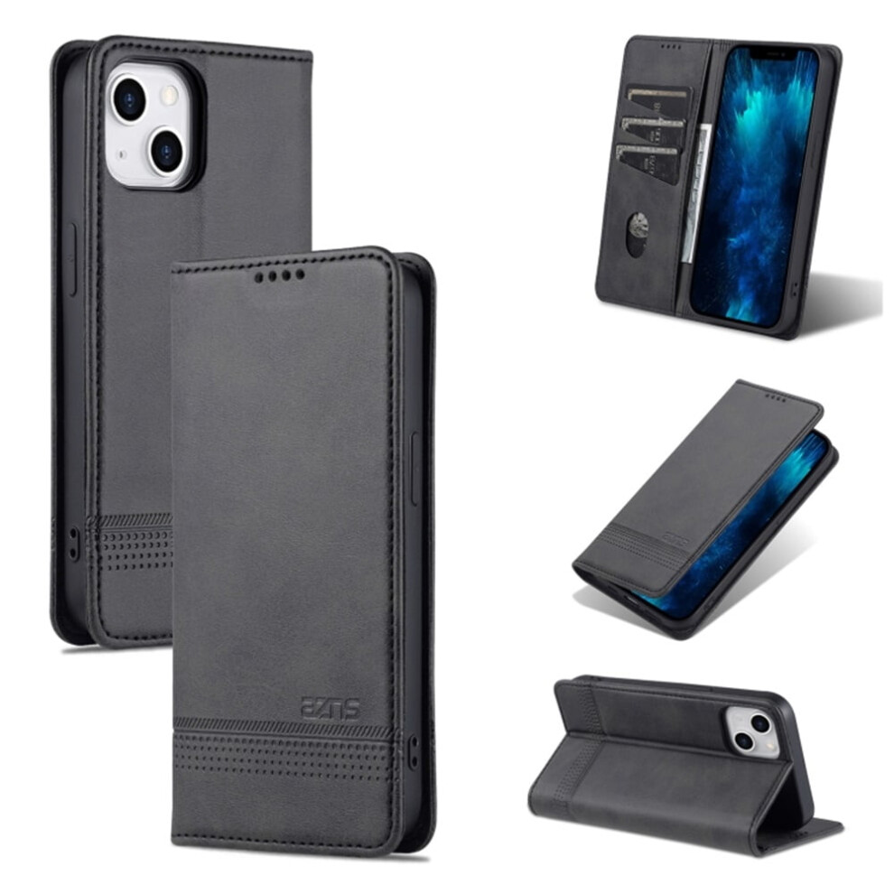 Premium Pu Leather Wallet Case For Iphone 14 Â Shockproof, Magnetic Flip Cover With Card Slots & Kickstand, Black 9340959378432