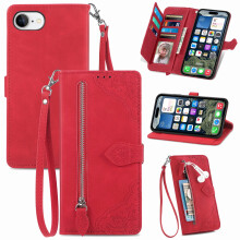 Kompatibel mit iPhone 16e (6,1") – Magnetische Flip-Wallet-Hülle aus PU-Leder mit Trageschlaufe, Handgelenkschlaufe und