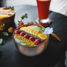 Coupe à fruits en bois brun foncé pour comptoir de cuisine - Robuste et pratique
