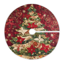 Jupe de sapin de Noël avec motif de poinsettia - Décoration pour la maison - 90 cm