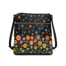 Boho Daisy PU-skuldertaske til kvinder – Stor messengertaske, rejse- og forretningspung, kompatibel med daglig brug