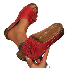 Sandali con zeppa da donna Willtoo 2026 Summer Flower, scarpe con plateau a punta aperta – Sandali da spiaggia boho slip-on, comodi con tacco medio