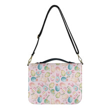 Boho Easter Eggs Floral Bible Case, PU Leather Holder with Adjustable Strap – Compatible with Standard Bibles