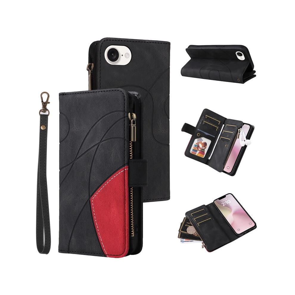 Iphone 16E Wallet Case Pu Leather 9-Card Holder Black 937196989126