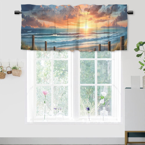 Ocean Beach Thermal Insulated Window Valance Sunset Blue