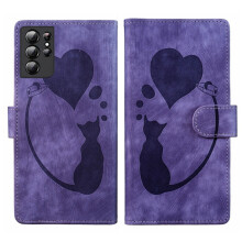 Lila Flip-Wallet-Hülle aus PU-Leder mit Magnetverschluss und Kartenfächern, kompatibel mit Samsung Galaxy S21 Ultra 5G (6,8 Zoll).
