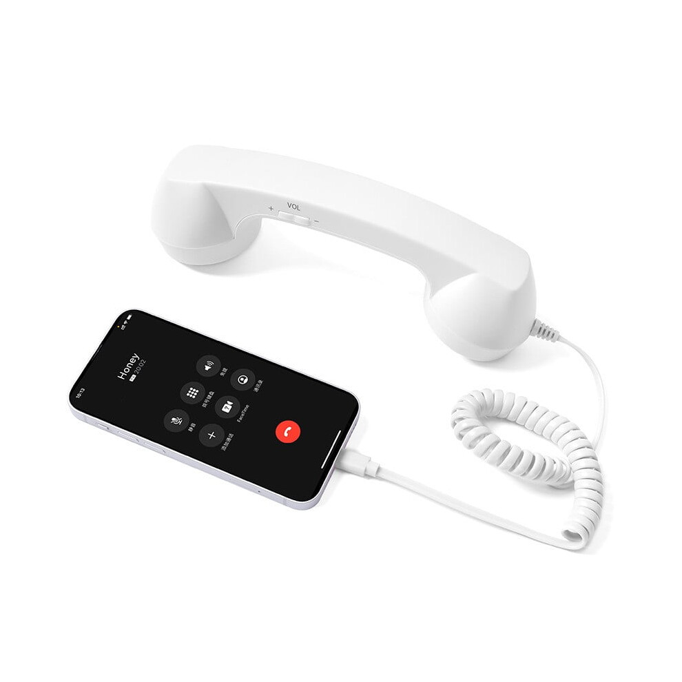 Telephone Handset For Type-C Cellphone, Retro Phone Handset With Phone Receiver- White 9340959380886