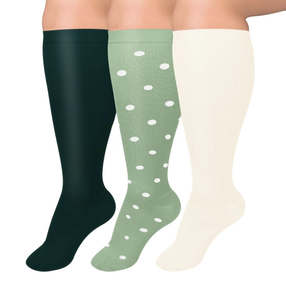 2XL 3XL 4XL Plus Size Compression Socks for Women & Men 15-20 mmhg Extra Wide Calf Knee High Support Socks for Circulation