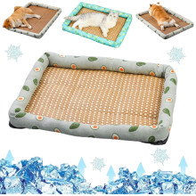 Breathable Rattan Cooling Pet Bed, Natural Rattan Pet Cooling Mat, Ice Rattans Coolings Bed for Cats Dogs