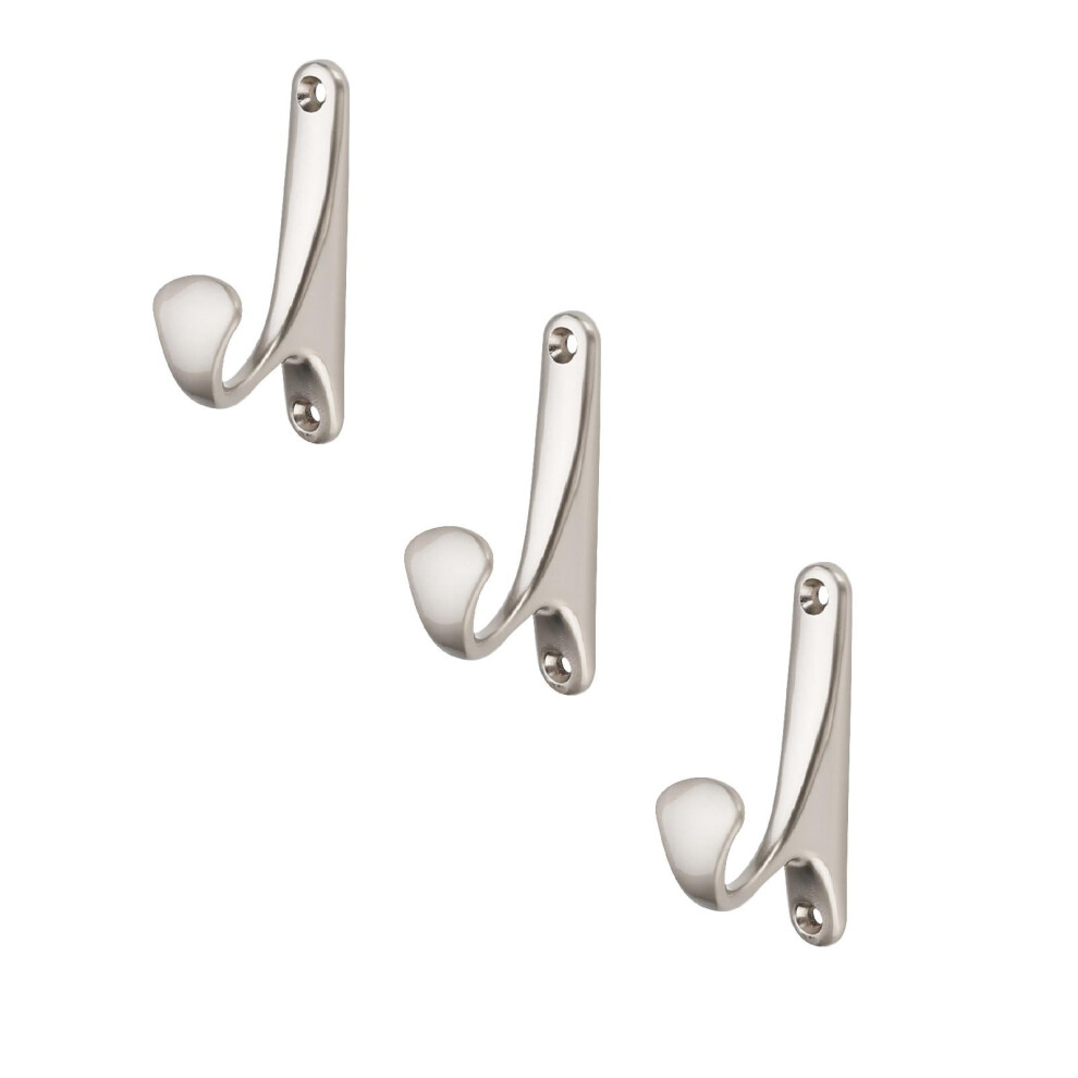 Bath Hook Wall Mounted Single Prong 3-Pack Brushed Nickel 939152708109