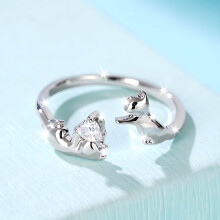 925 sterling zilveren kattenring voor dames, verstelbaar en elegant.