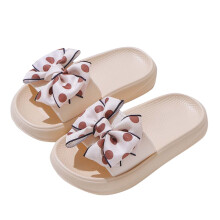 Girls' Bow Slippers Beige 5-6 Years